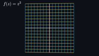 Complex functions bend a grid into parabolas, circles and rays